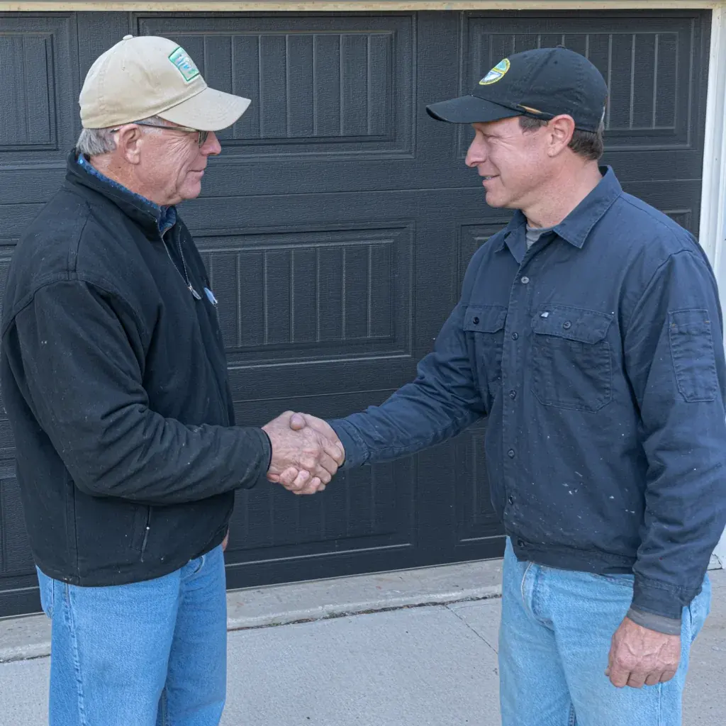 Garage door being serviced at a home in Franklin, TN